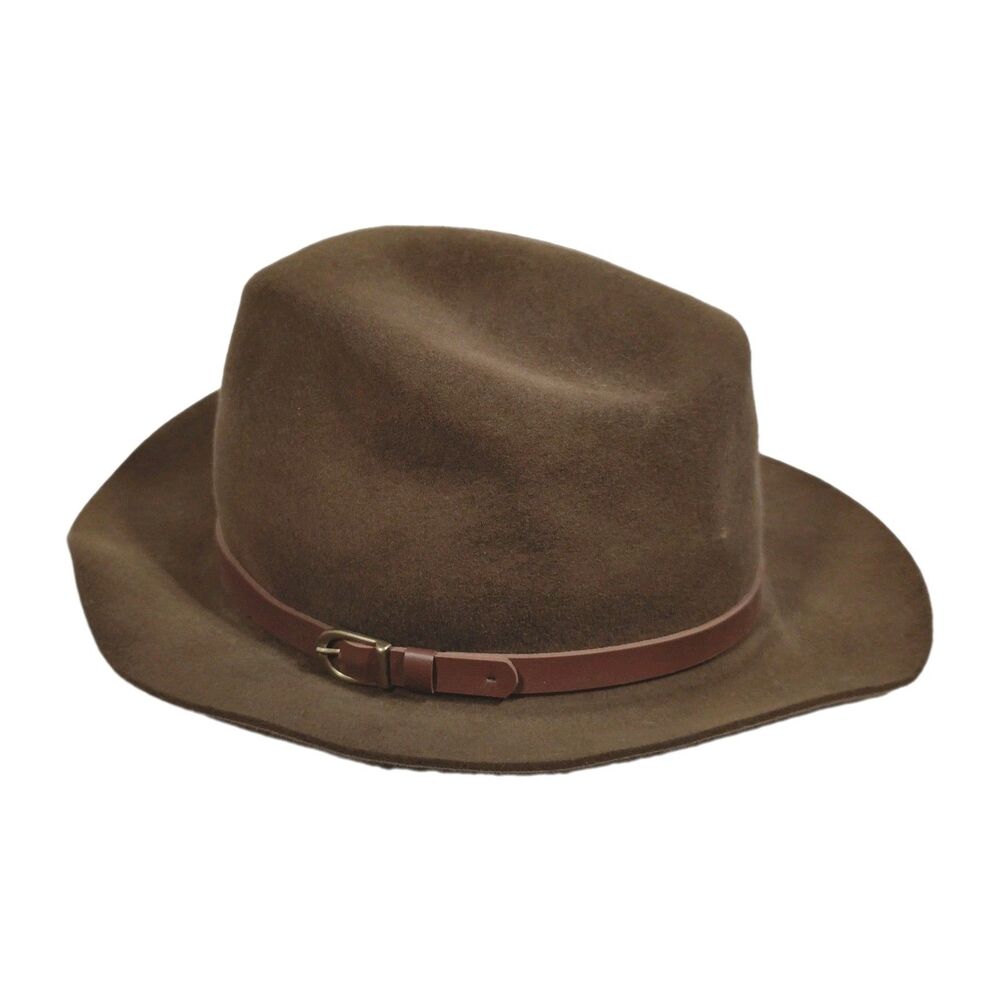 Vintage LL Bean x Stetson Felt Fedora Hat Brown Outdoor Made In USA Floppy
